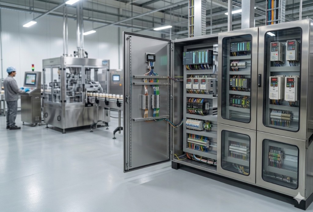 Painel elétrico industrial com CLP, IHM e automação de processo